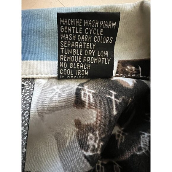 Vintage Shaolin Mens Military War Airplanes Blue Button Front Shirt 2XL Asian - Picture 7 of 7